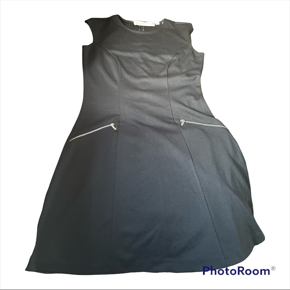 NY&C Stretch black sleeveless dress 2 silver zipped pockets MRSP $64.95. Size S